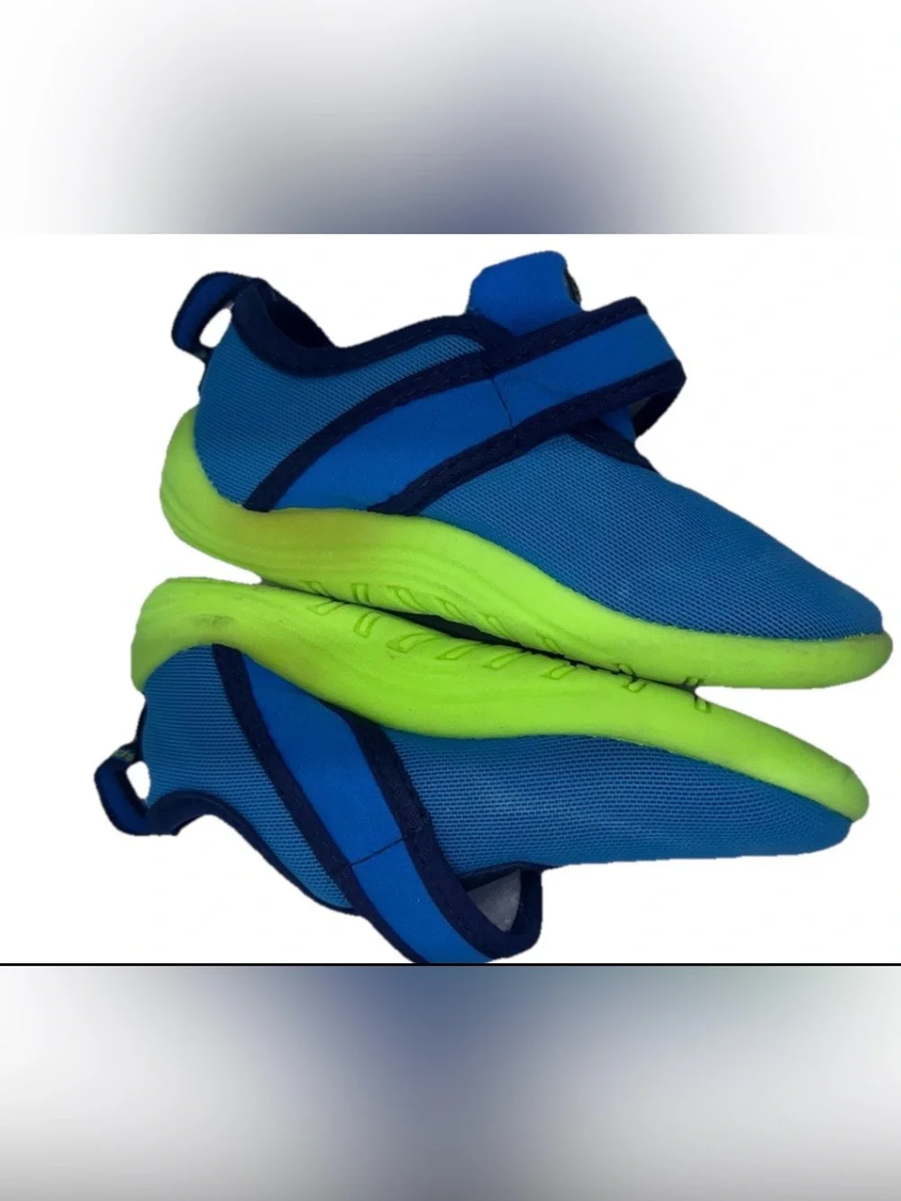 Speedo Hybrid Water Shoes Toddler Size M 7/8 Blue/Lime Green  Strap Closure